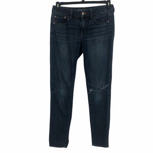AMERICAN EAGLE OUTFITTERS Women’s Blue Jeans Sz 4 Boy Jean Ripped/Torn Distress